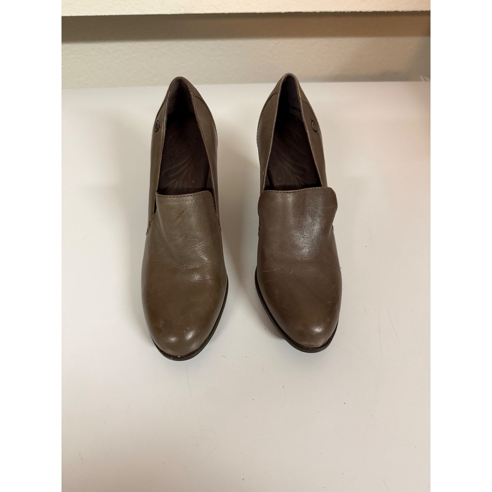 Børn Women's Light Brown Leather Heeled Loafer Pumps Shoes Size 8/39 Block Heel
